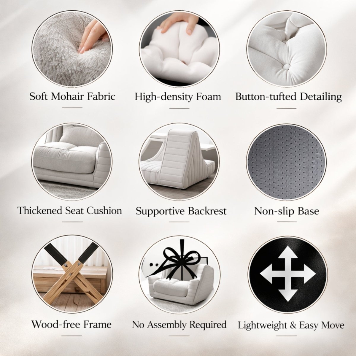 The Dune Low-Profile Lounge | Tufted Mohair Floor Sofa