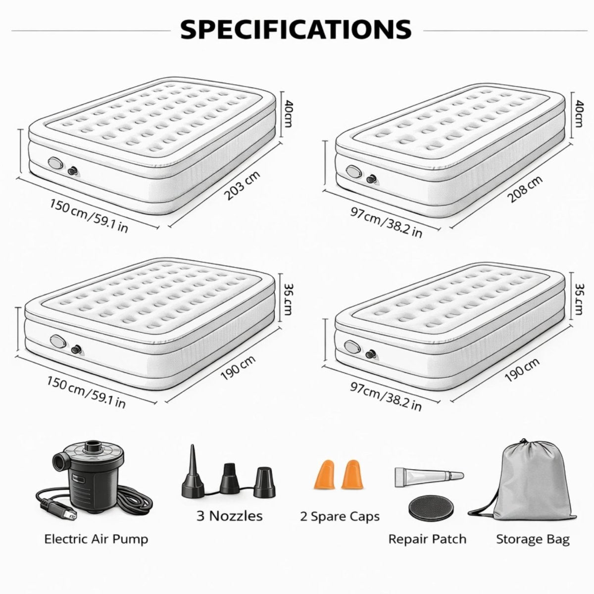 Bastion Cloud-Coil Guest Reserve | Premium Tufted Air Mattress