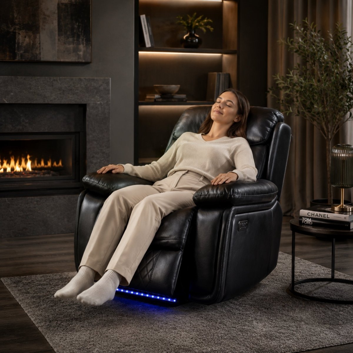 Serenity Sanctuary | Quilted Faux Leather Power Recliner