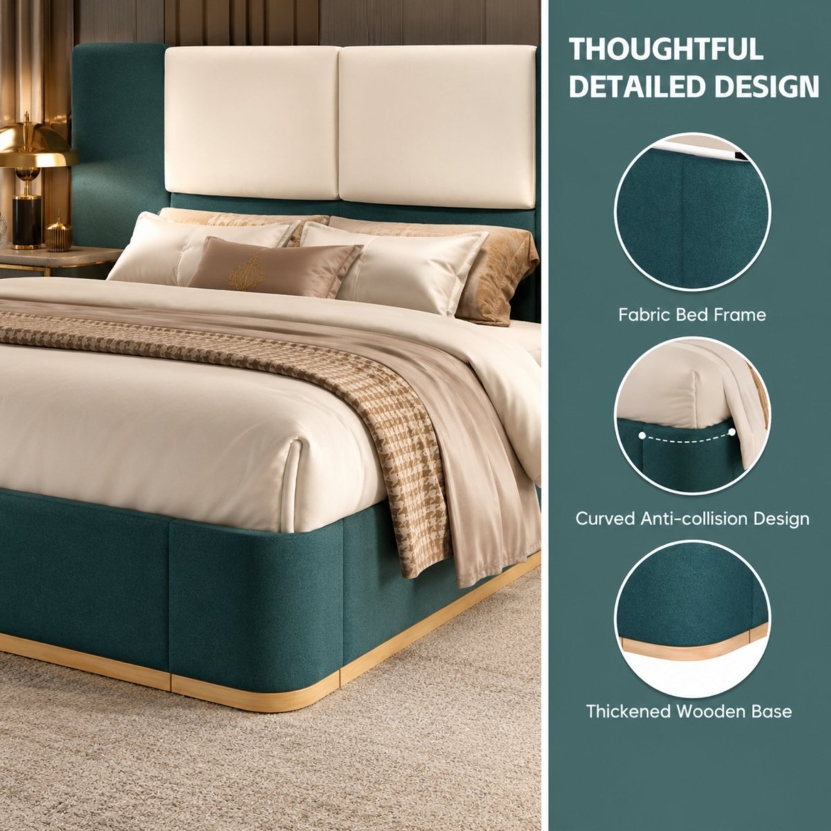 SoftTouch Platform Bed | Modern Upholstered Frame with Floating Nightstands