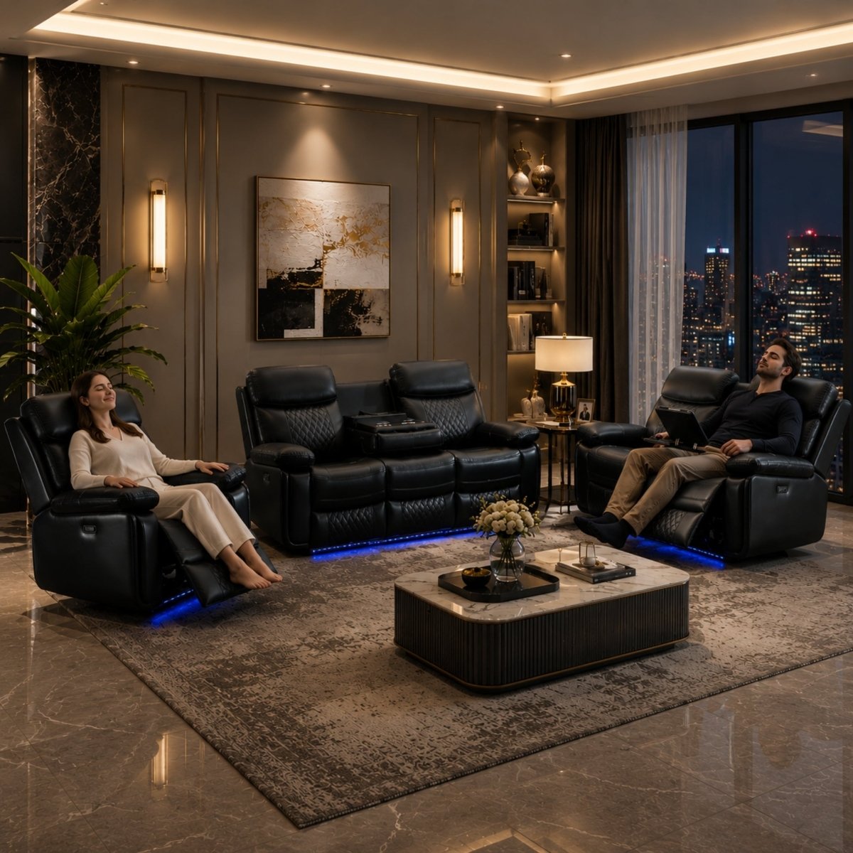 RoyalEase Cinema Collection | Tech-Integrated Power Reclining Sofa Set