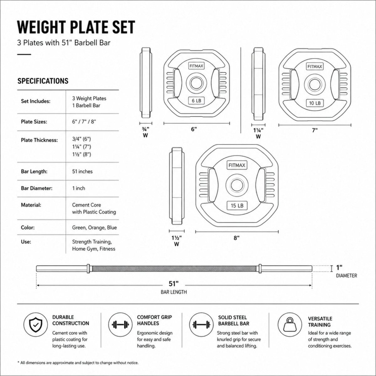 Core Studio Form Barbell | Vibrant Space-Saving Weight Set