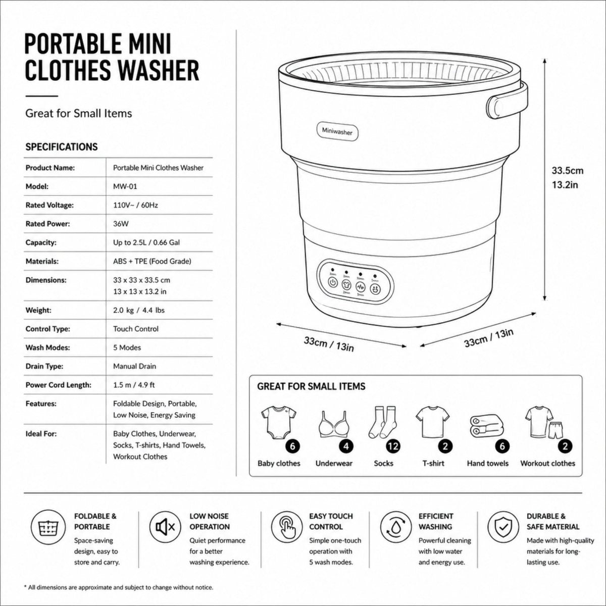 Retreat Foldable Washer | Premium Compact Garment Care