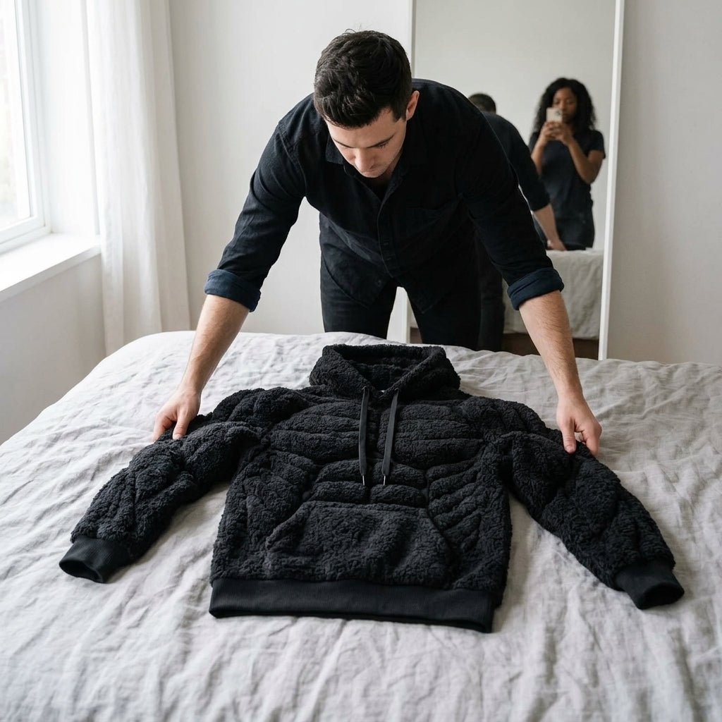 Titan Sherpa Muscle Hoodie | Padded Six Pack Fleece Pullover