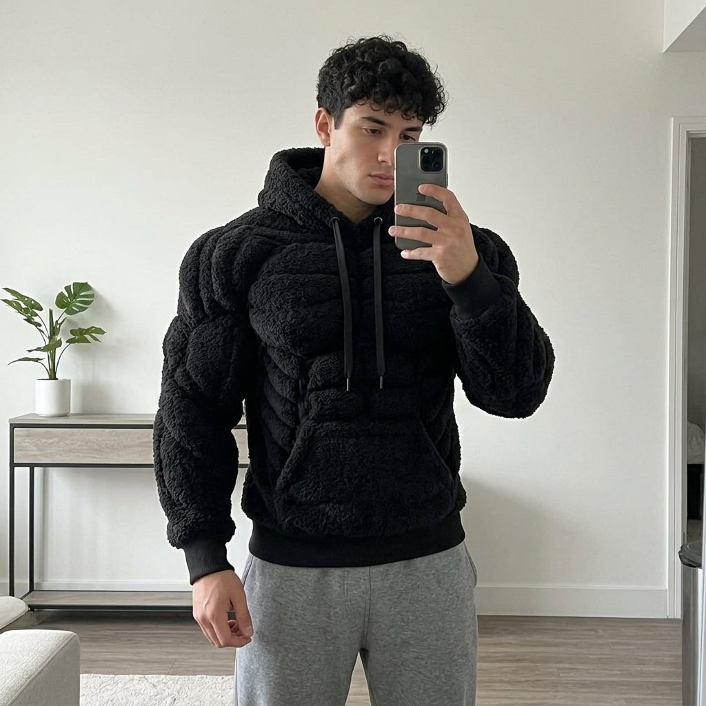 Titan Sherpa Muscle Hoodie | Padded Six Pack Fleece Pullover