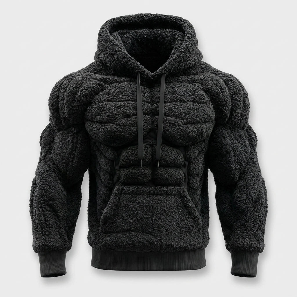 Titan Sherpa Muscle Hoodie | Padded Six Pack Fleece Pullover