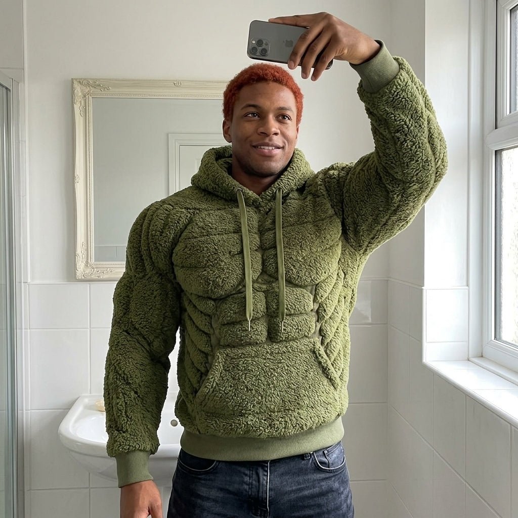 Titan Sherpa Muscle Hoodie | Padded Six Pack Fleece Pullover