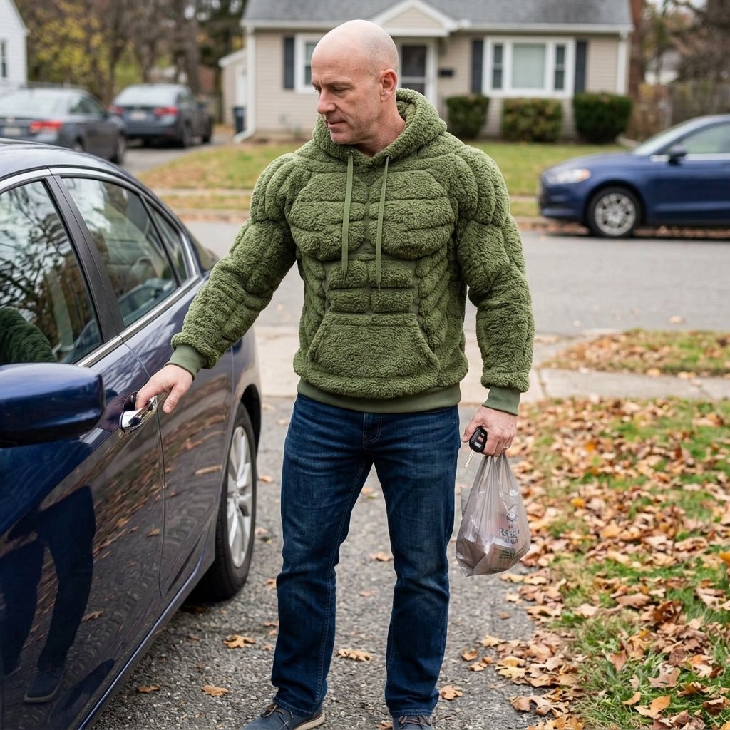 Titan Sherpa Muscle Hoodie | Padded Six Pack Fleece Pullover