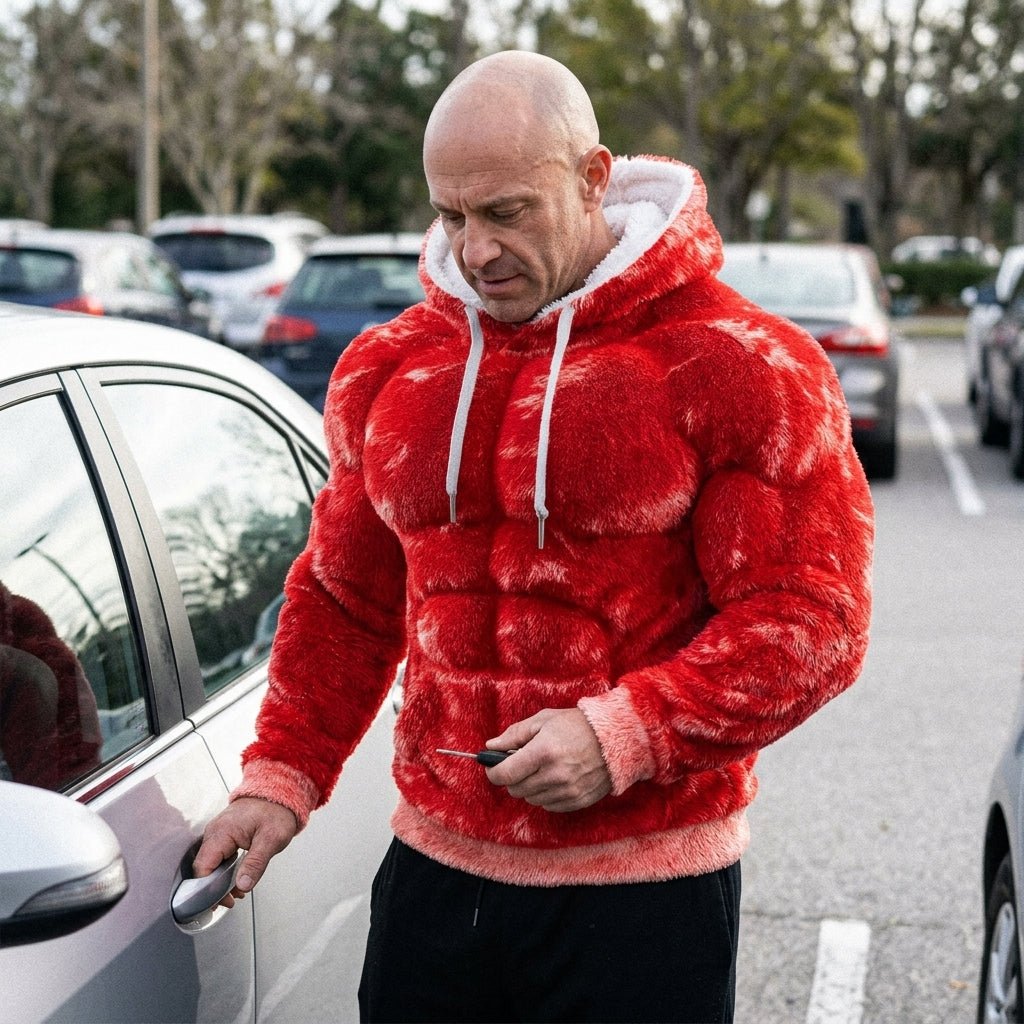 Titan Sherpa Muscle Hoodie | Padded Six Pack Fleece Pullover