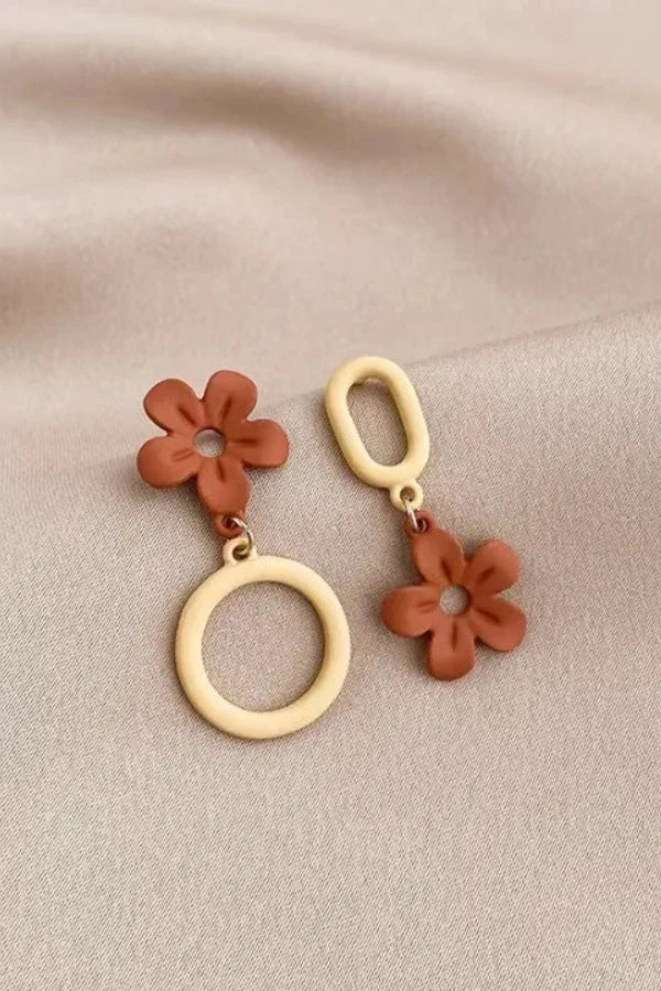 Flower Dual Tone Earrings