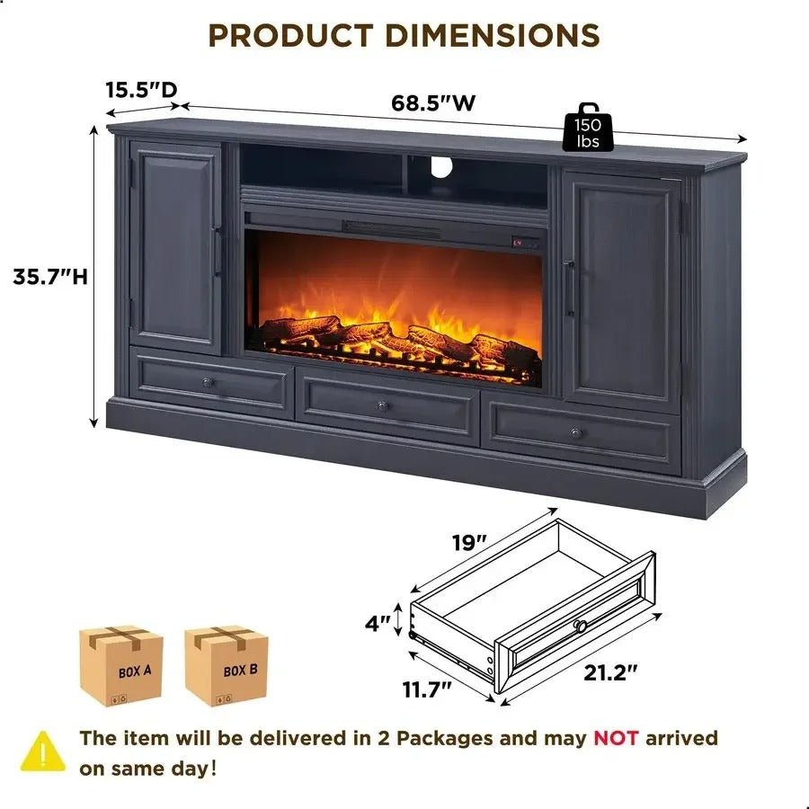 Lysander - Farmhouse Electric Fireplace TV Stand