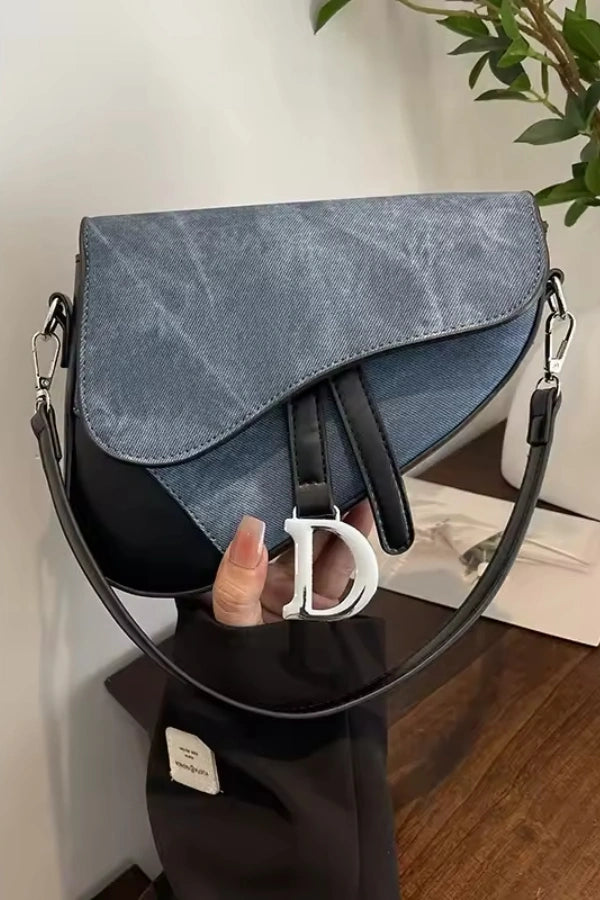 Denim Pattern Saddle Bag