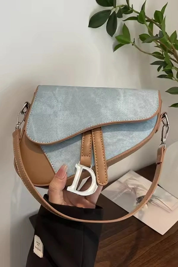 Denim Pattern Saddle Bag