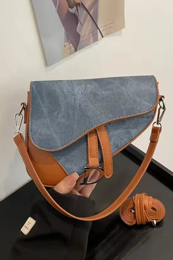 Denim Pattern Saddle Bag