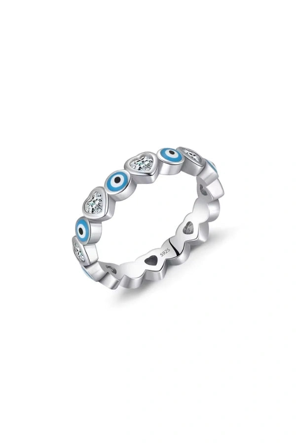 Silver Evil Eyes Ring