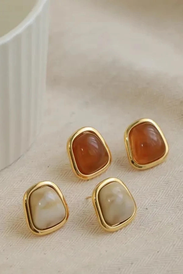 Amber Gem Stone Earrings