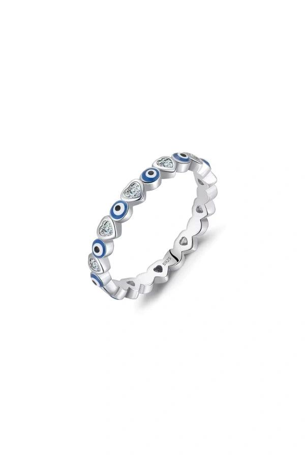 Silver Evil Eyes Ring