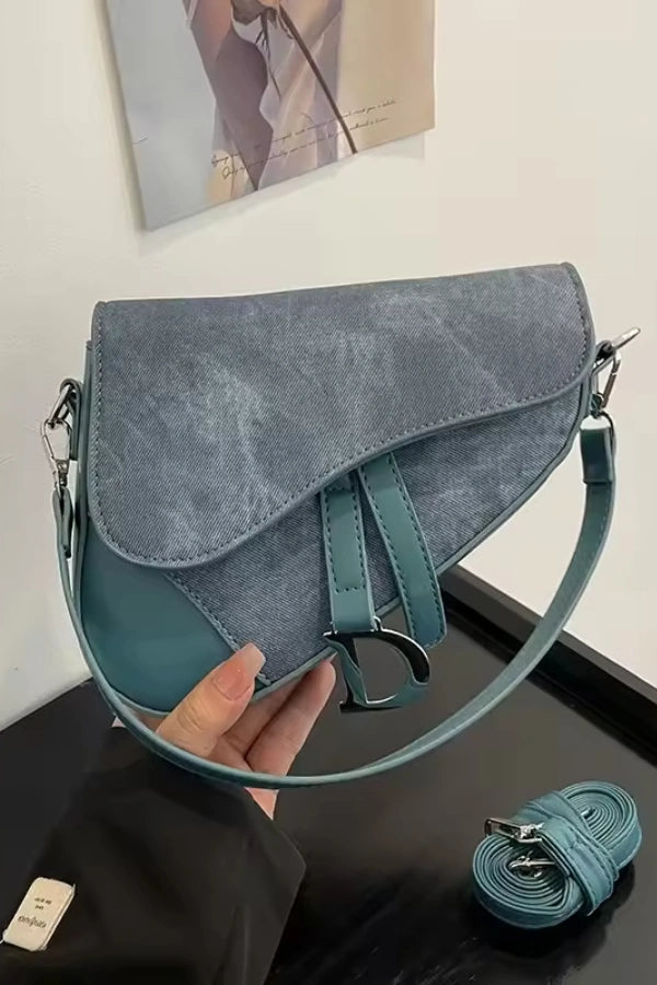 Denim Pattern Saddle Bag