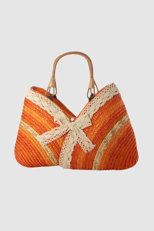 Rainbow Stripe Straw Bag