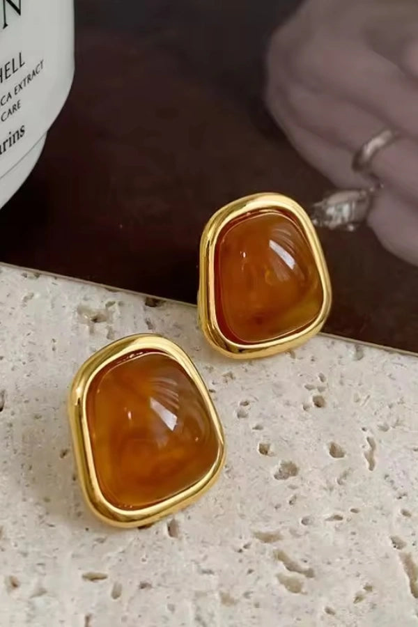 Amber Gem Stone Earrings