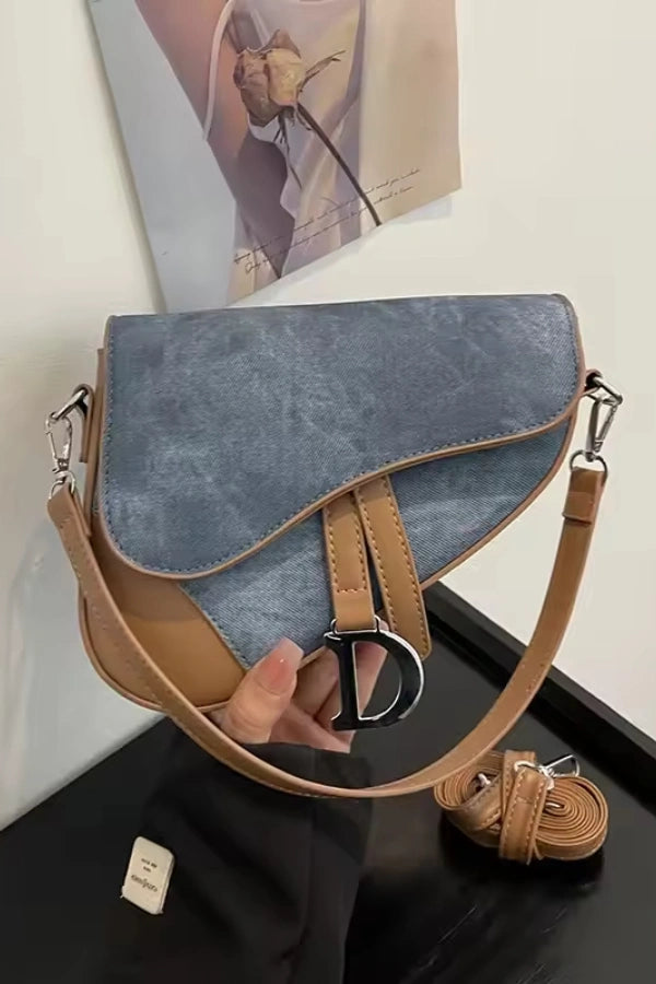 Denim Pattern Saddle Bag