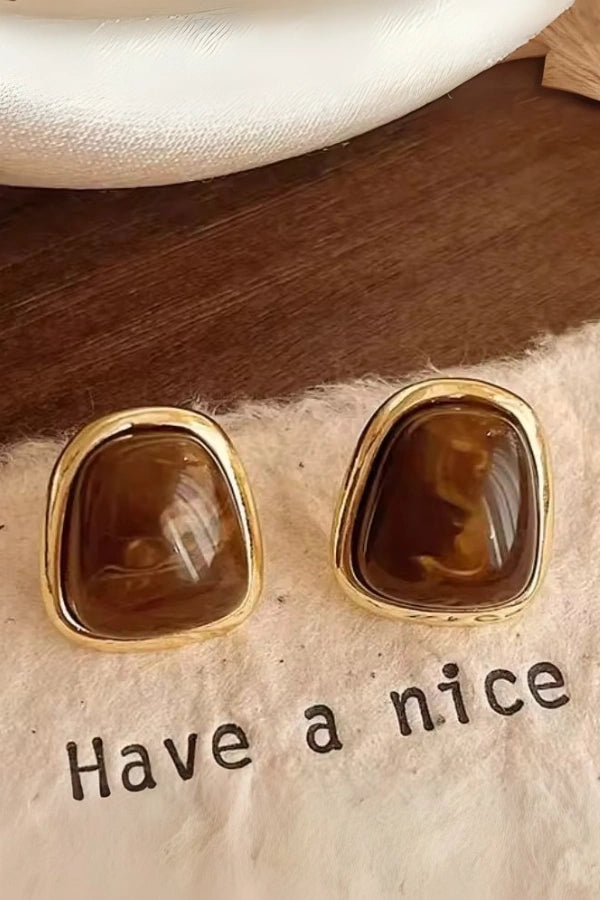 Amber Gem Stone Earrings