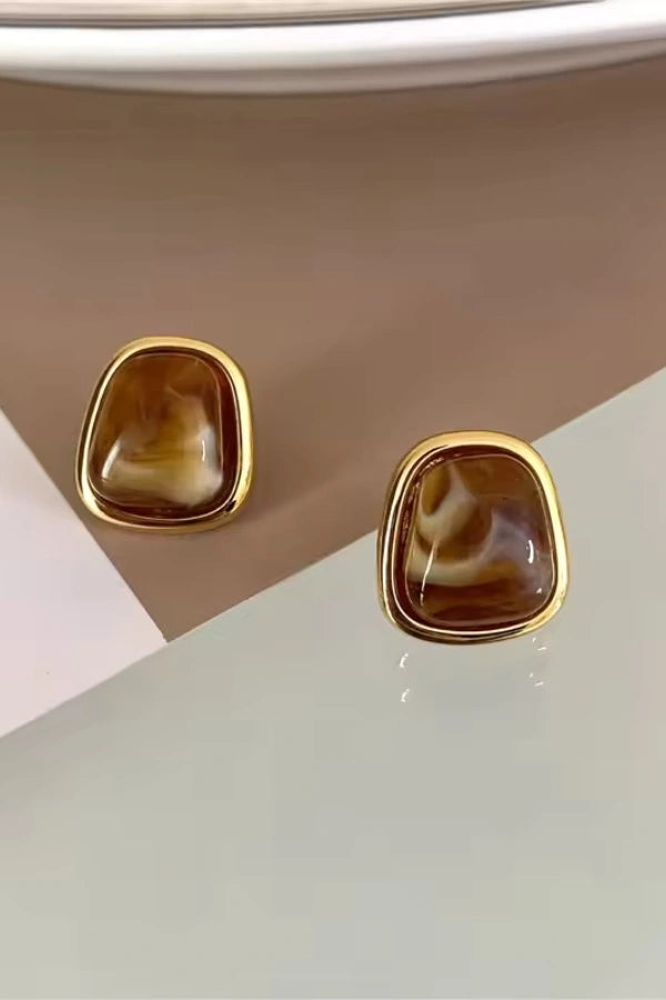 Amber Gem Stone Earrings