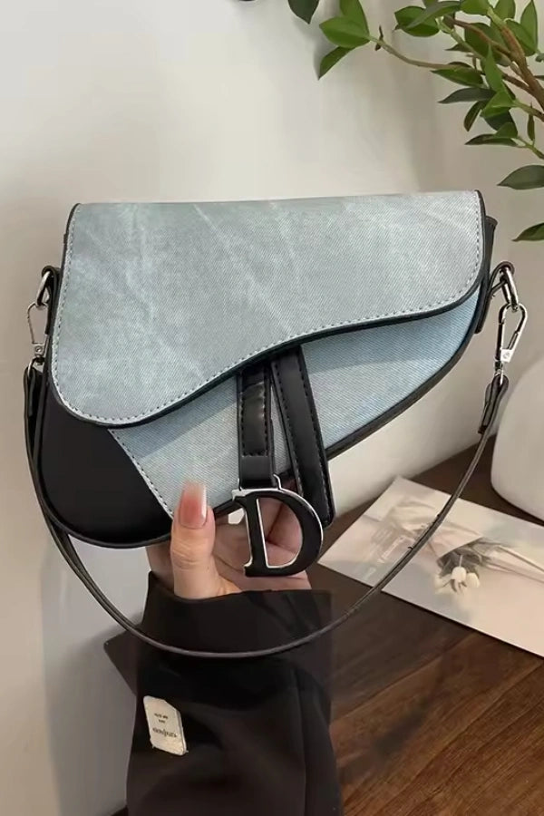 Denim Pattern Saddle Bag