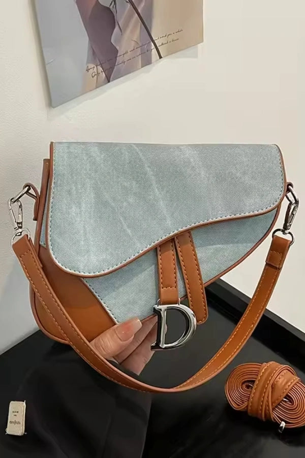 Denim Pattern Saddle Bag