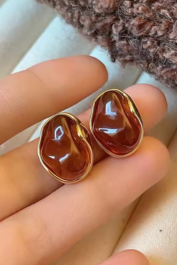 Amber Gem Stone Earrings