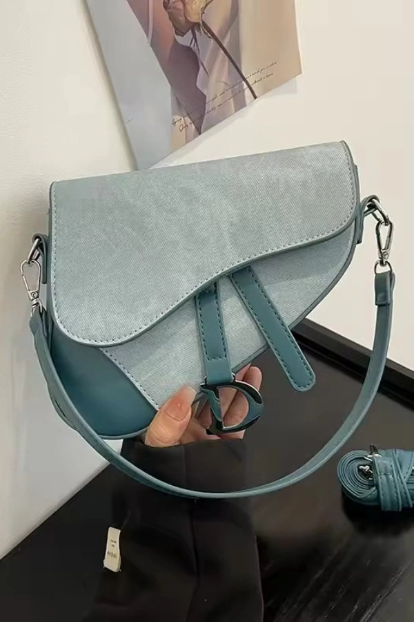 Denim Pattern Saddle Bag