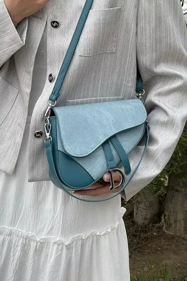 Denim Pattern Saddle Bag