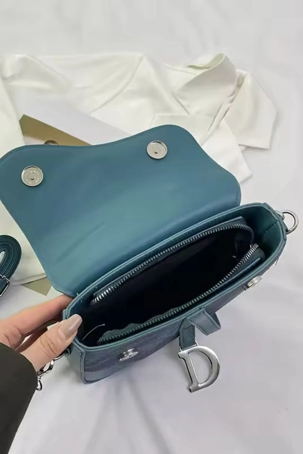 Denim Pattern Saddle Bag