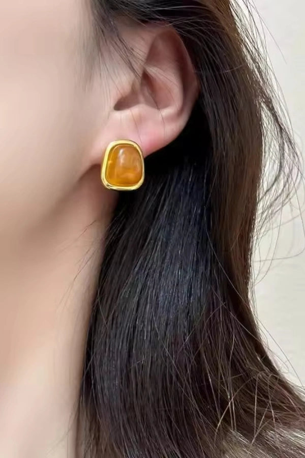 Amber Gem Stone Earrings