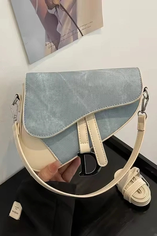 Denim Pattern Saddle Bag