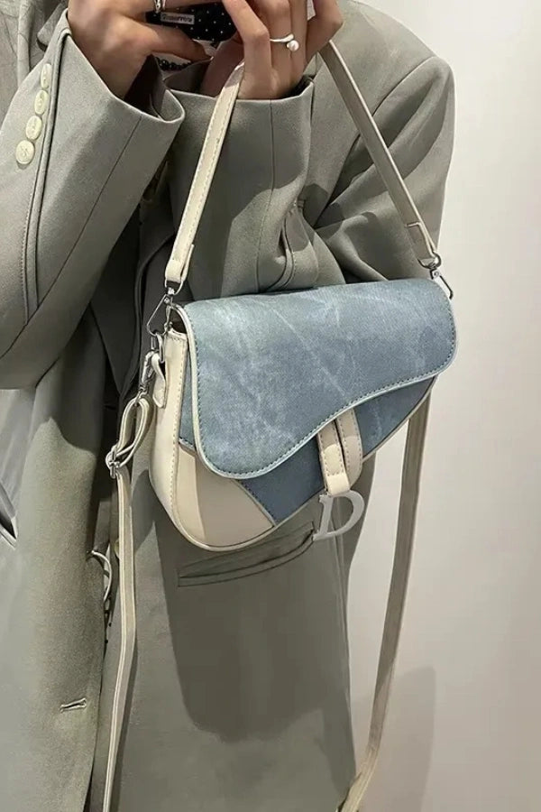 Denim Pattern Saddle Bag