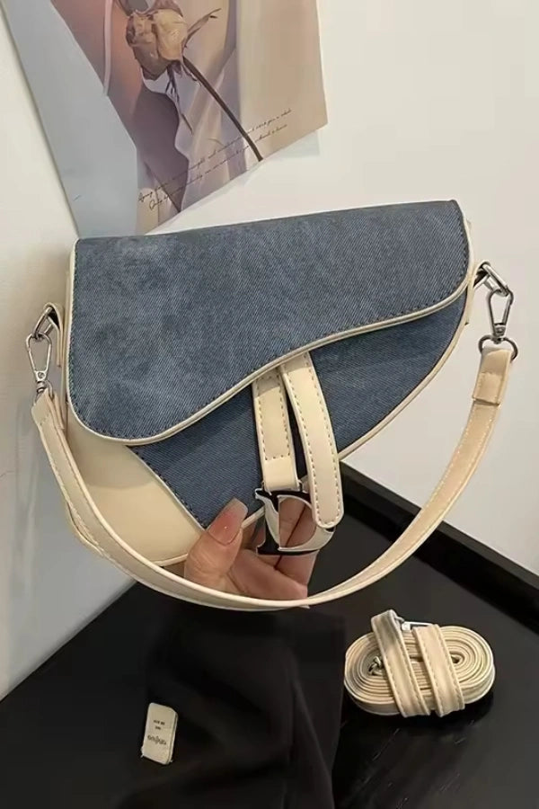 Denim Pattern Saddle Bag