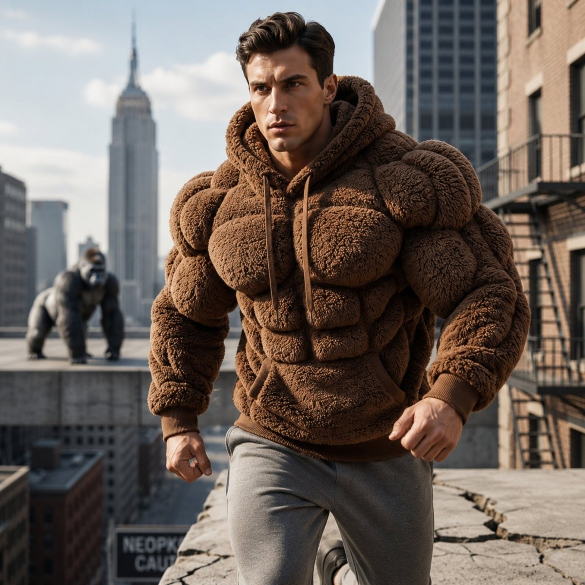 Titan Sherpa Muscle Hoodie | Padded Six Pack Fleece Pullover