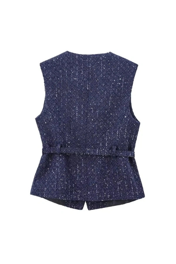 Minji Midnight Tweed Vest