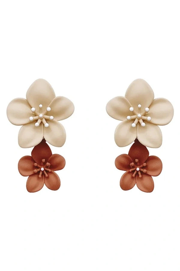 Flower Dual Tone Earrings