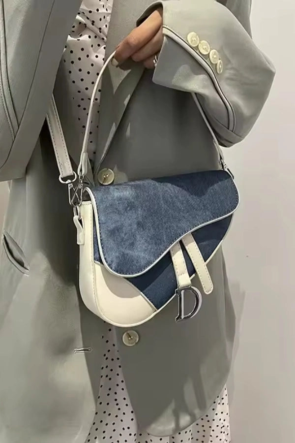 Denim Pattern Saddle Bag