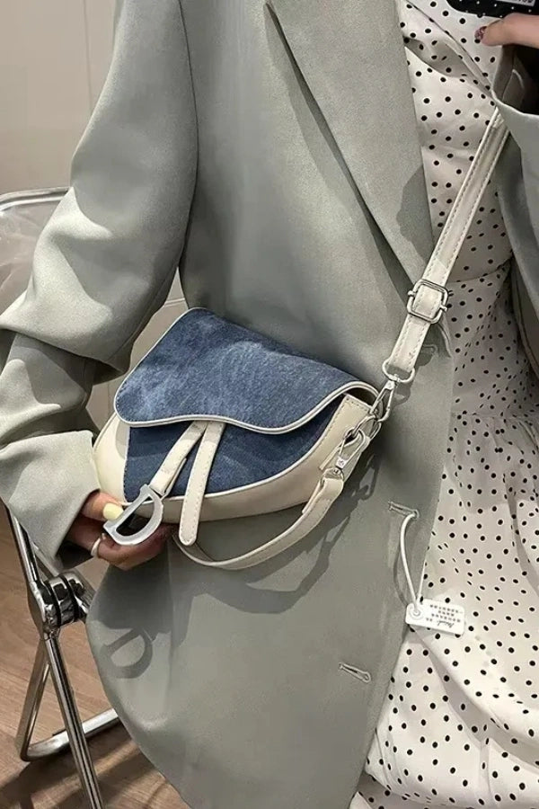 Denim Pattern Saddle Bag