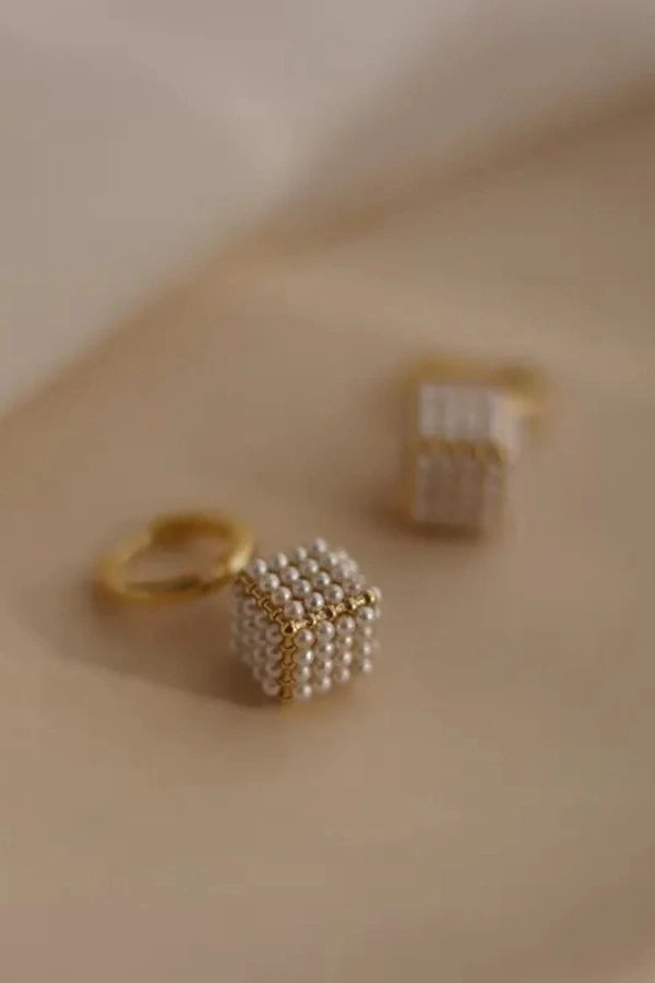 Pearl Cube Earrings