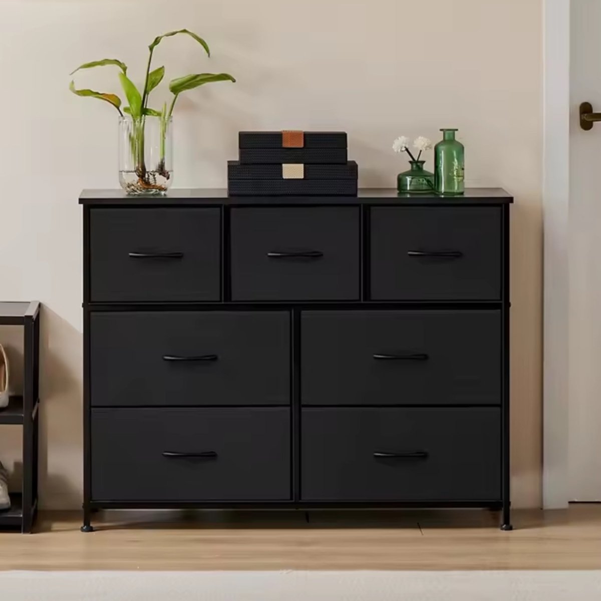 Harper Wide Storage Chest | Rustic Industrial 7-Drawer Dresser