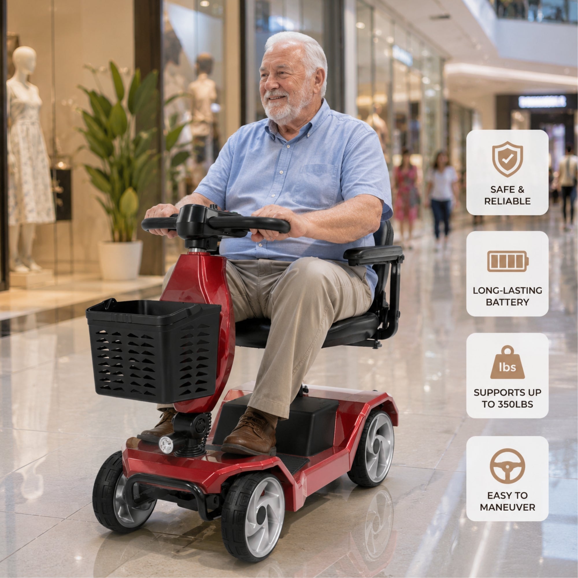 Vitalis 4-Wheel Luxury Mobility Scooter – High-Performance Lightweight Electric Wheelchair