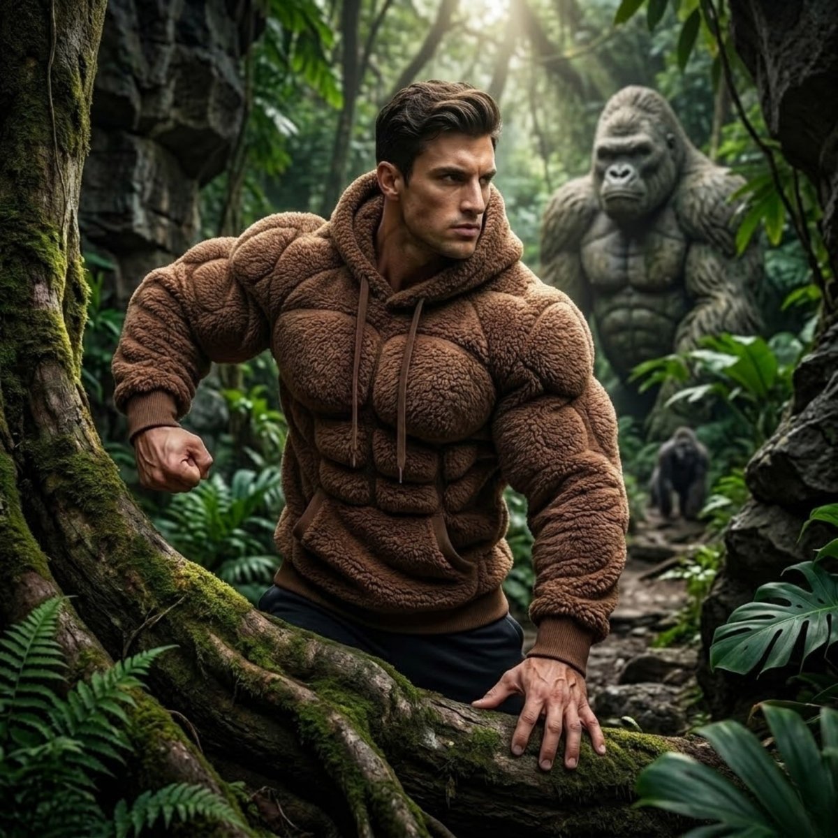 Titan Sherpa Muscle Hoodie | Padded Six Pack Fleece Pullover