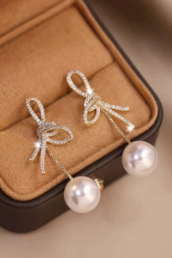 Luciana Pearl Bow Earrings