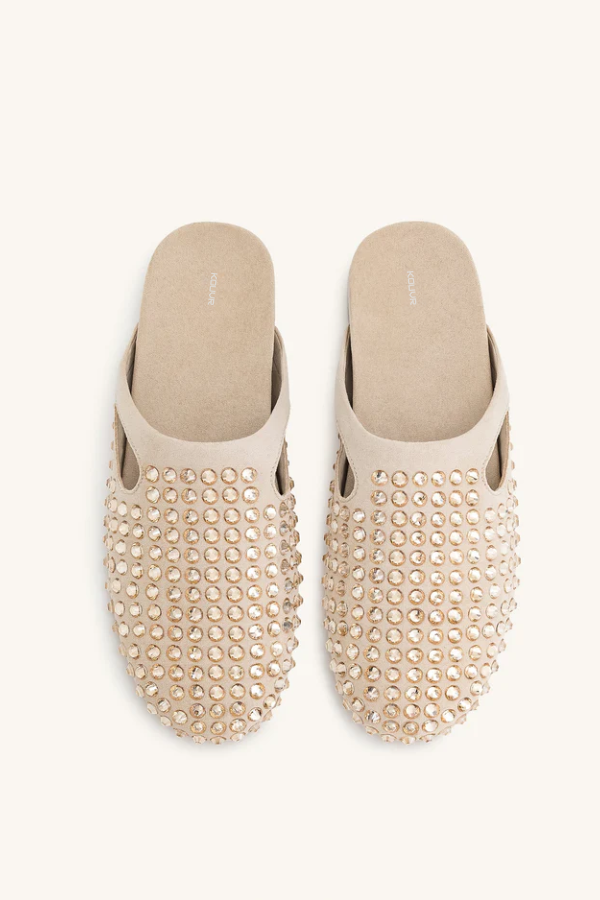 Hera Crystal Flat Mule Shoes