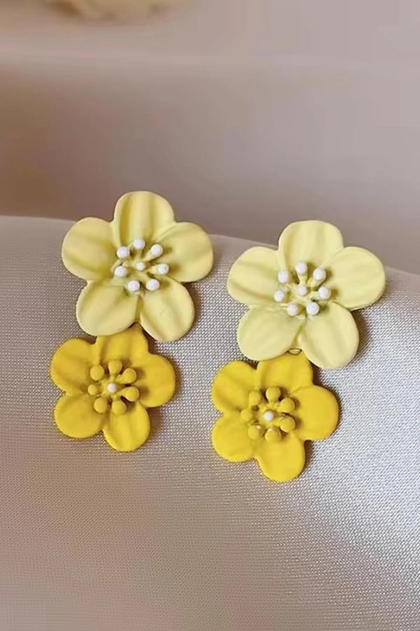 Flower Dual Tone Earrings