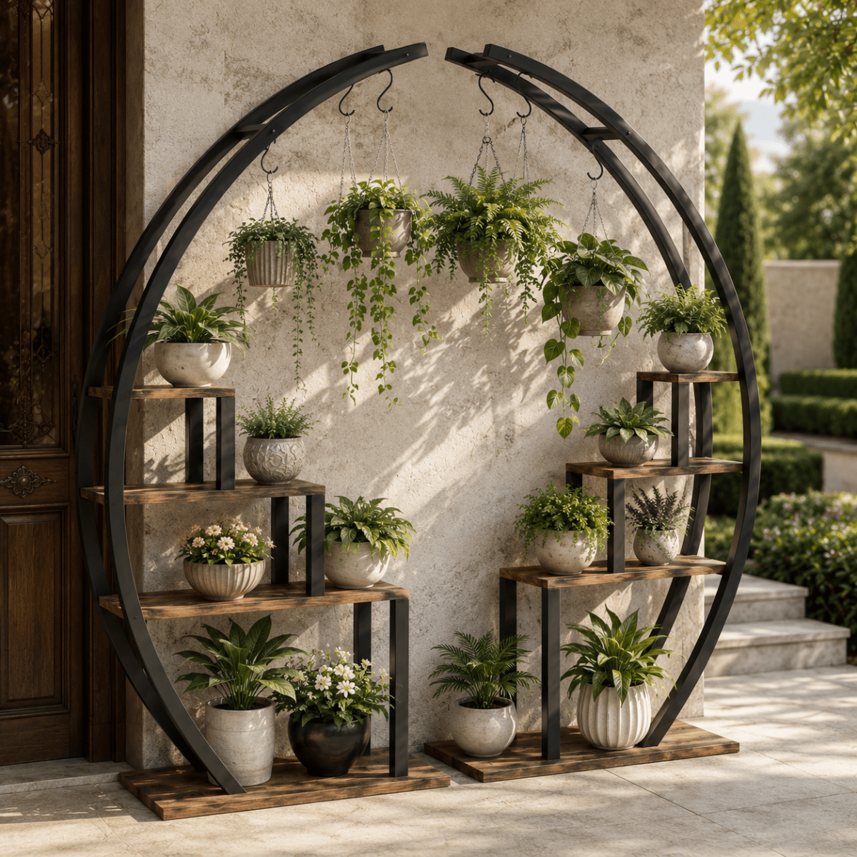 Luna Arch Botanical Gallery | 5-Tier Half-Moon Plant Stand